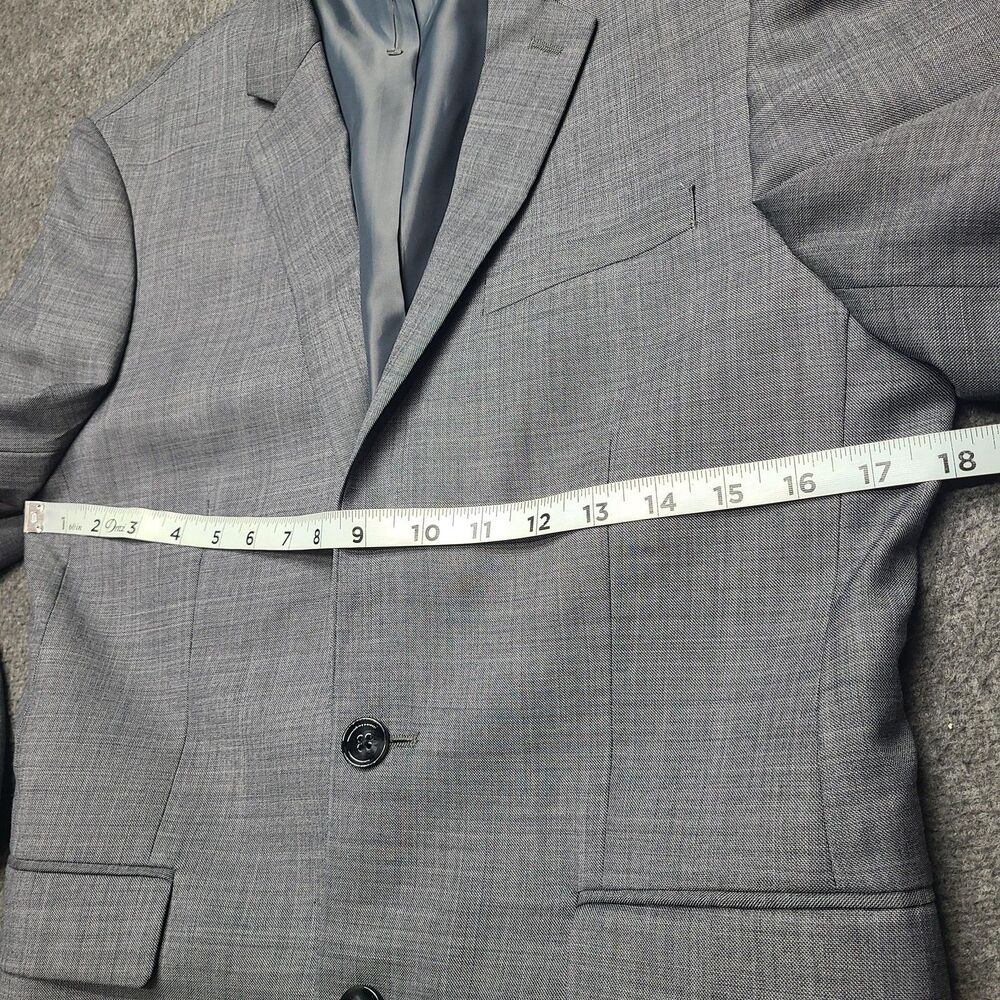 Express Innovator Blazer Mens 36 Regular Gray Extra Slim‎ Wool Blend Suit Jacket - Picture 3 of 9